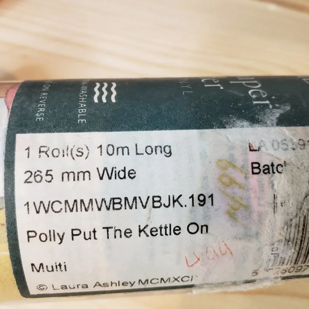 Vintage Laura Ashley Home Polly Put the Kettle On Wallpaper Border Farmhouse